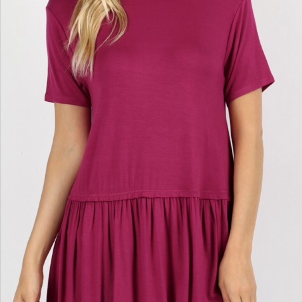 New Boutique Hot Pink Magenta Ruffle Tunic Comfy